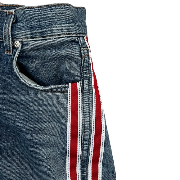 Revice Denim Red Striped Raw Hem Button Fly Skinny Jeans Mid Rise - Picture 7 of 9